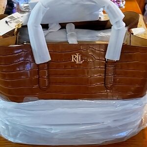 LAUREN RALPH LAUREN LEATHER PURSE, BRAND NEW OS SIZE BROWN